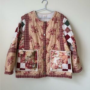 ⭐️ Handmade Upcycled Quilt Jacket -SHORT- April Flower Vintage Cotton